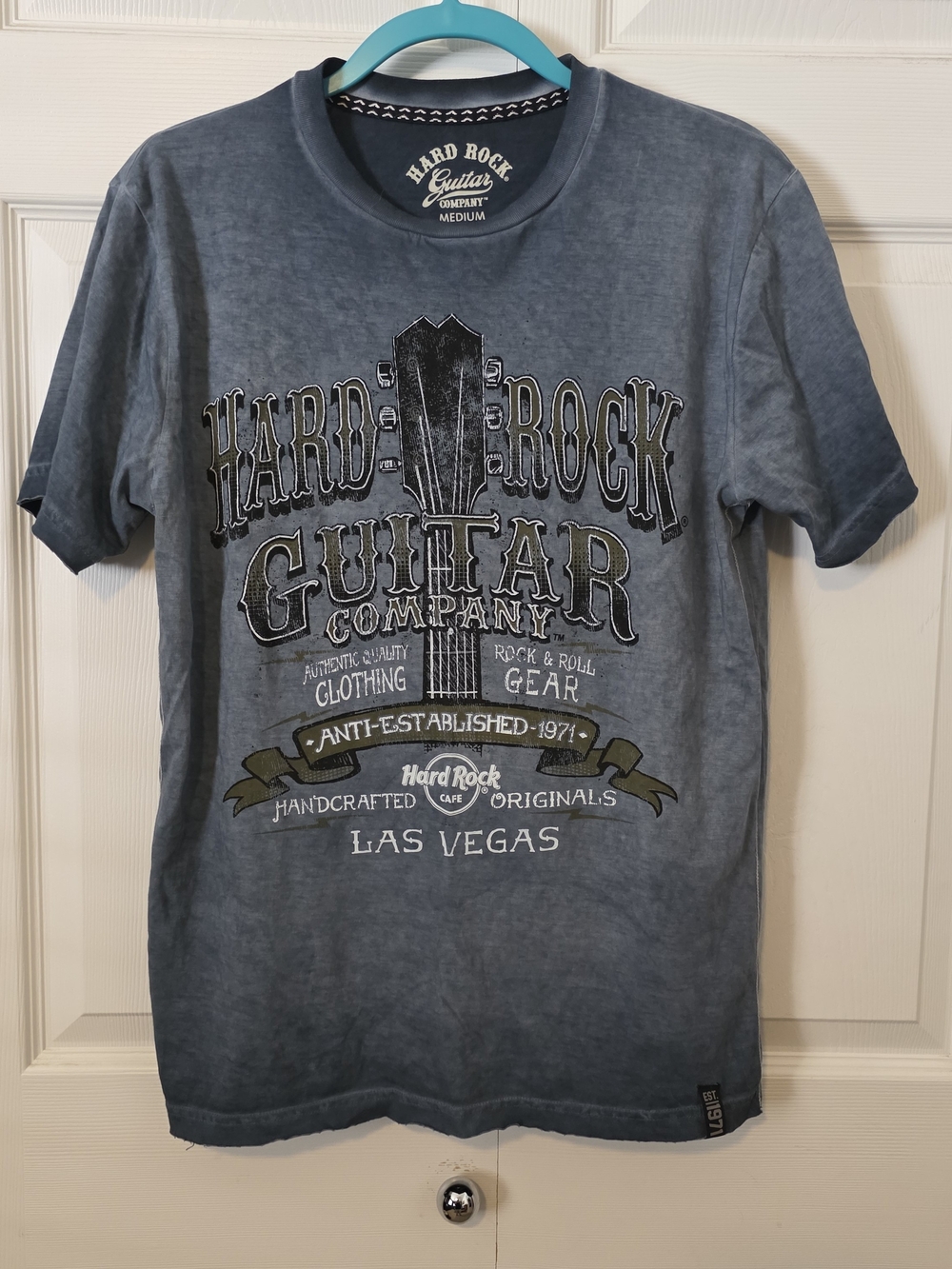 Hard Rock Cafe Guitar Company Las Vegas Men's Blue Graphic Tee
